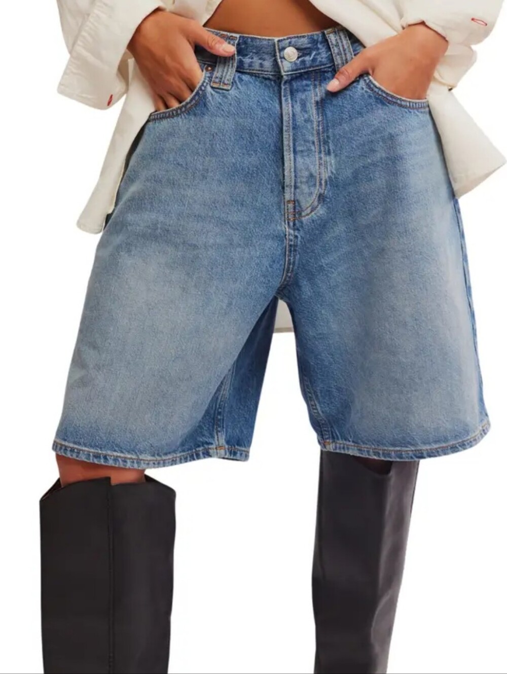 Free People Montana Denim Shorts Y2k Skater Big Shorts